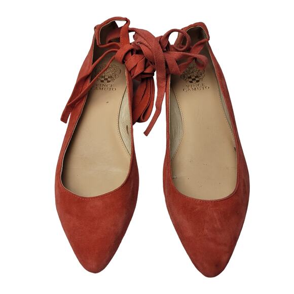 Vince Camuto Melon Suede Lace Up Ankle Tie Ballet Flats, Size 9, EUC - Picture 2 of 10